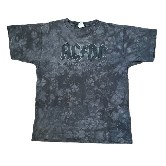 Vintage Rare 90s ACDC Back in Black Liquid Blue Shirt - Picture 1 of 4